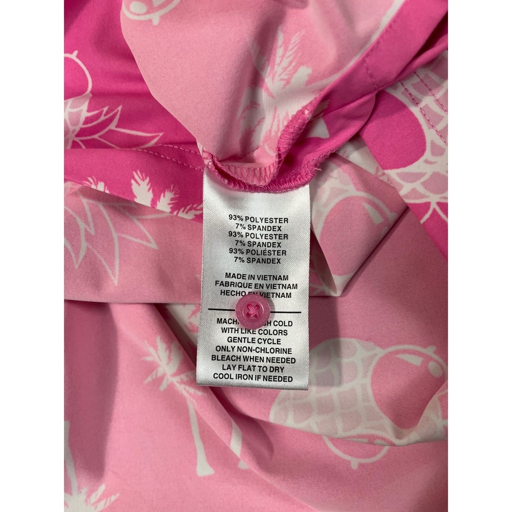 Birdie Bound Pineapple Sunglasses Golf Polo Shirt Men's M Pink Polyester S/S NEW - Picture 2 of 7